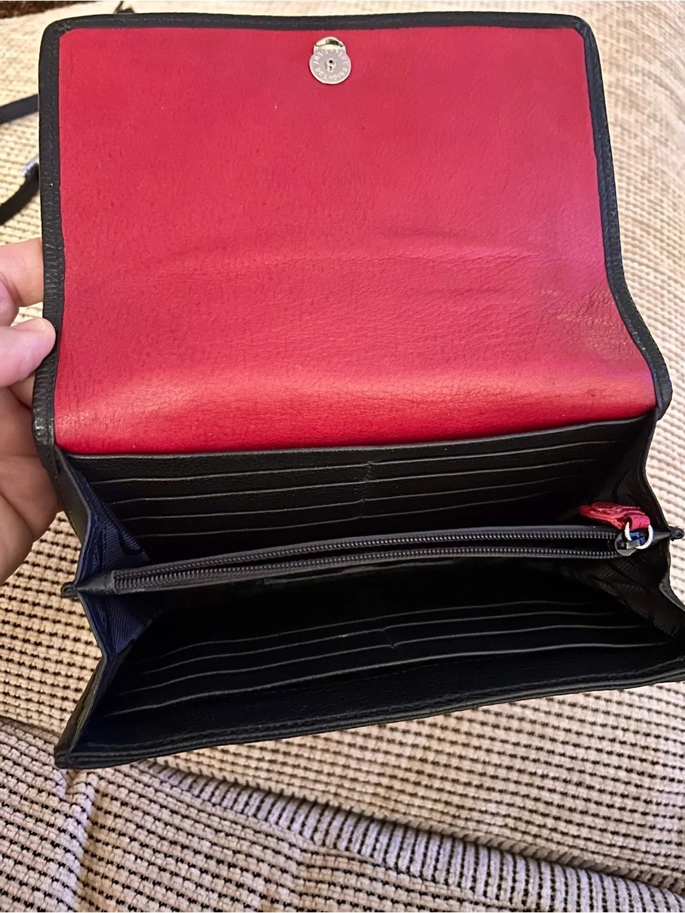 Brighton Red Heart Floral Leather Crossbody Bag